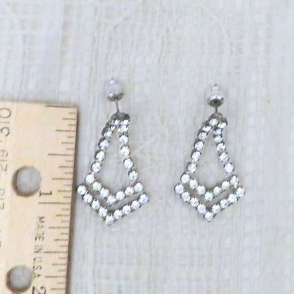 After Thoughts Rhinestone Earrings Women Vintage Art Deco Design Dangle - Picture 5 of 7